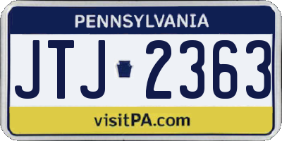 PA license plate JTJ2363