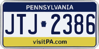PA license plate JTJ2386