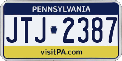 PA license plate JTJ2387