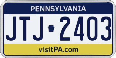 PA license plate JTJ2403