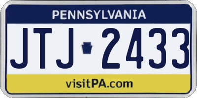 PA license plate JTJ2433