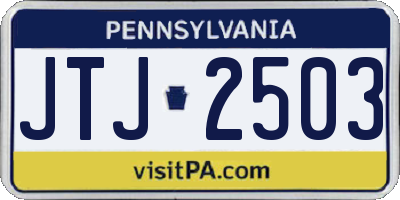 PA license plate JTJ2503