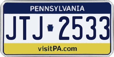 PA license plate JTJ2533