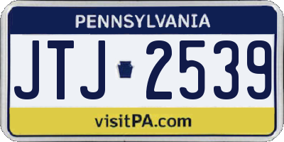 PA license plate JTJ2539