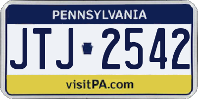 PA license plate JTJ2542