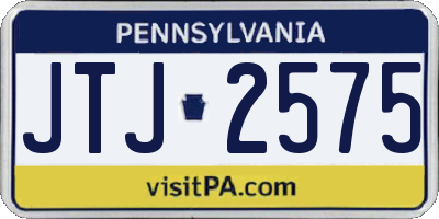 PA license plate JTJ2575