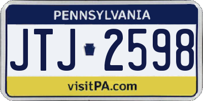 PA license plate JTJ2598