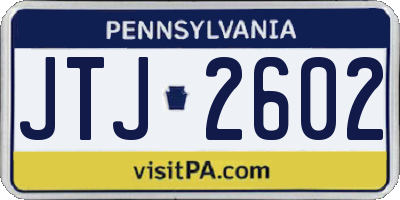 PA license plate JTJ2602
