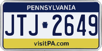 PA license plate JTJ2649