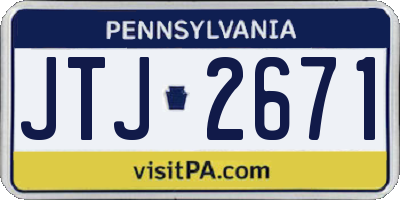 PA license plate JTJ2671