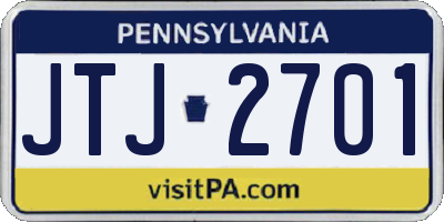 PA license plate JTJ2701