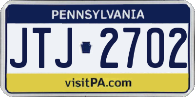 PA license plate JTJ2702