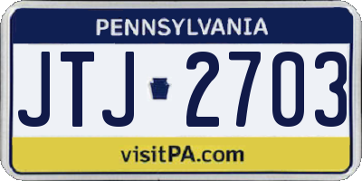 PA license plate JTJ2703