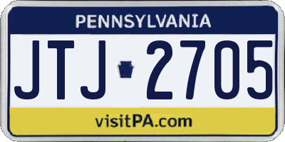 PA license plate JTJ2705