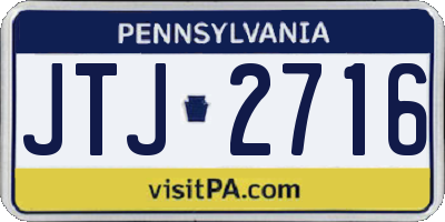 PA license plate JTJ2716