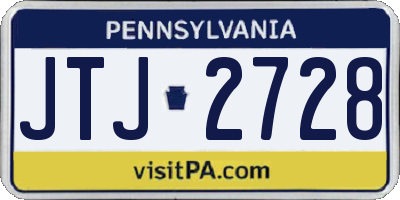 PA license plate JTJ2728
