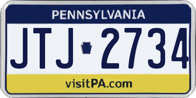 PA license plate JTJ2734