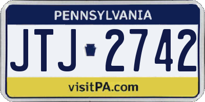 PA license plate JTJ2742