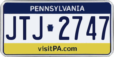 PA license plate JTJ2747