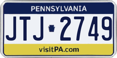 PA license plate JTJ2749