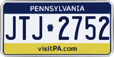 PA license plate JTJ2752