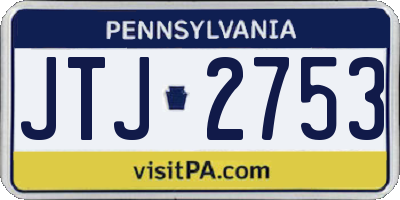 PA license plate JTJ2753