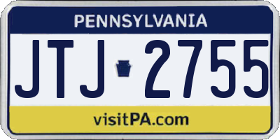 PA license plate JTJ2755
