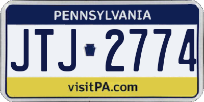 PA license plate JTJ2774
