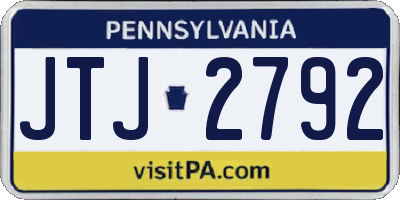 PA license plate JTJ2792