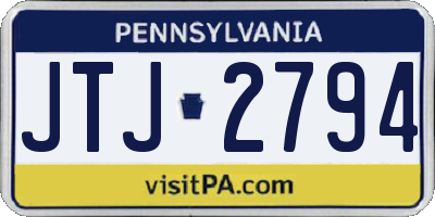 PA license plate JTJ2794