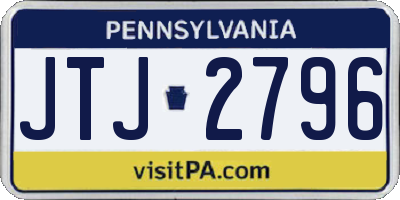 PA license plate JTJ2796