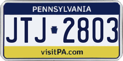 PA license plate JTJ2803