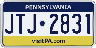 PA license plate JTJ2831