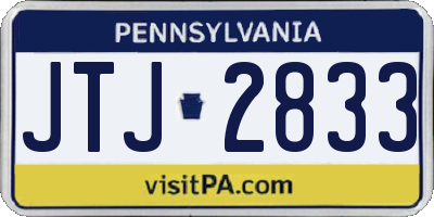 PA license plate JTJ2833