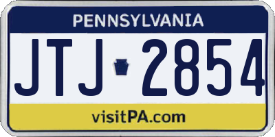 PA license plate JTJ2854