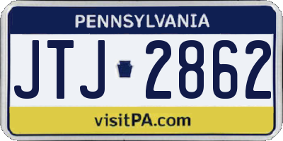 PA license plate JTJ2862