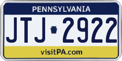 PA license plate JTJ2922