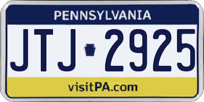 PA license plate JTJ2925