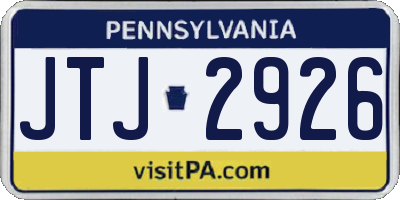 PA license plate JTJ2926