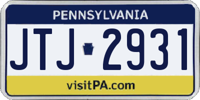 PA license plate JTJ2931