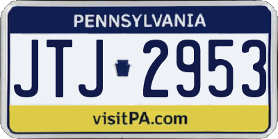 PA license plate JTJ2953