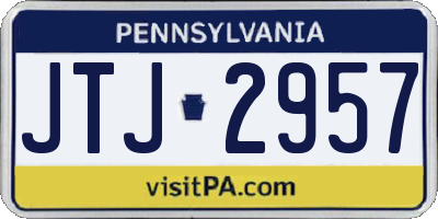 PA license plate JTJ2957