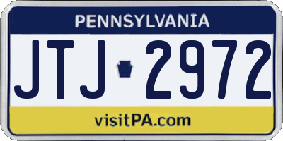 PA license plate JTJ2972