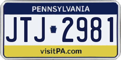 PA license plate JTJ2981