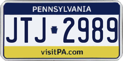 PA license plate JTJ2989