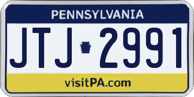 PA license plate JTJ2991
