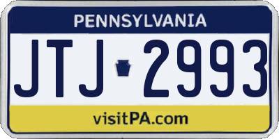PA license plate JTJ2993