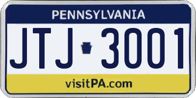 PA license plate JTJ3001