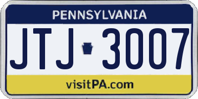 PA license plate JTJ3007