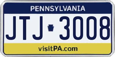 PA license plate JTJ3008